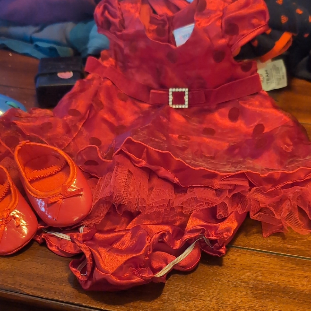 Adorable Red Baby Dress with Shoes